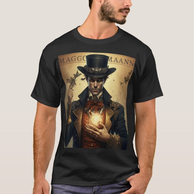 Steampunk Magician Tarot Card T Shirt (Framsida)