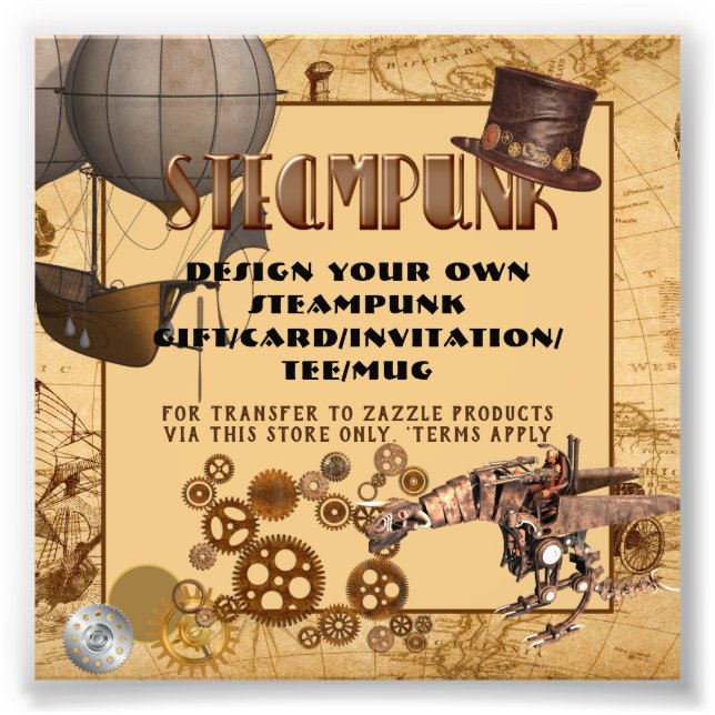 STEAMPUNK-mallöverföring till alla gåvor/kort Fototryck (Framsidan)