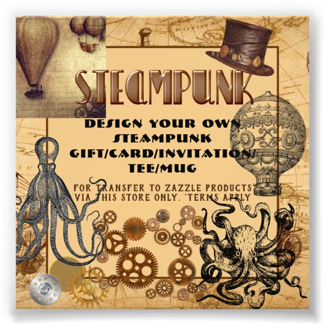 STEAMPUNK-mallöverföring till alla gåvor/kort Fototryck (Framsidan)