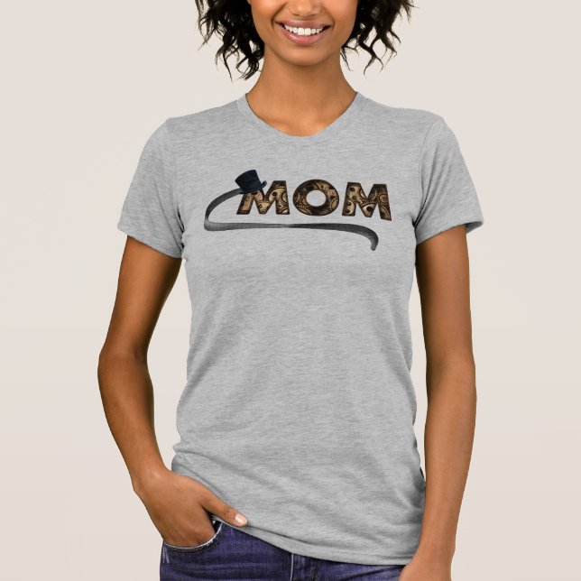 Steampunk Mamma Gears och Top hat T Shirt (Framsida)