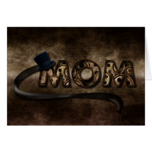 Steampunk Mamma Gears & Top hat Mor Day Hälsningskort