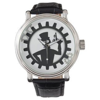 Steampunk Man Holding Gun i redskapsbevakning Armbandsur