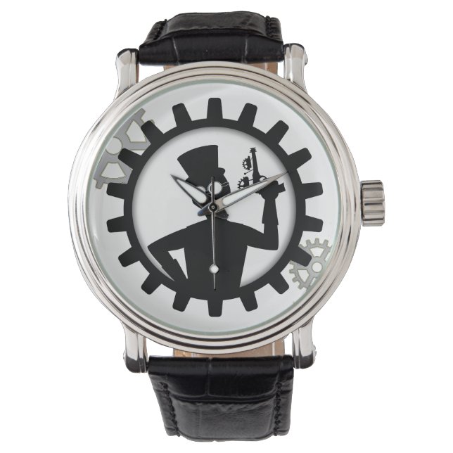 Steampunk Man Holding Gun i redskapsbevakning Armbandsur (Framsida)