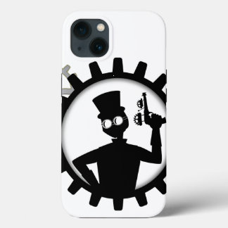 Steampunk Man Holding Gun in Gear