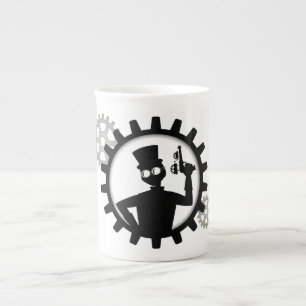 Steampunk Man Holding Gun in Gear Benporslin Mugg
