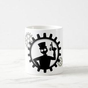Steampunk Man Holding Gun in Gear Kaffemugg