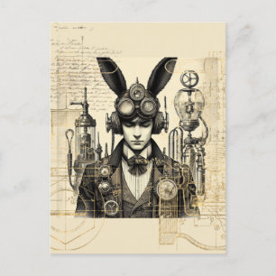 Steampunk Man med Bunny Öron Vykort