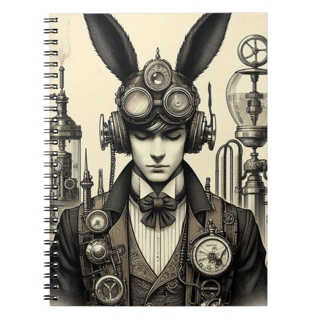 Steampunk Man med öron Anteckningsbok (Framsidan)