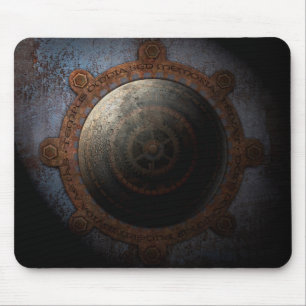Steampunk Måne Clock Time Metall Gears Musmatta
