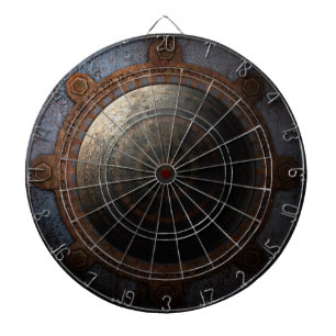 Steampunk Måne Clock Time Metall Gears Piltavla