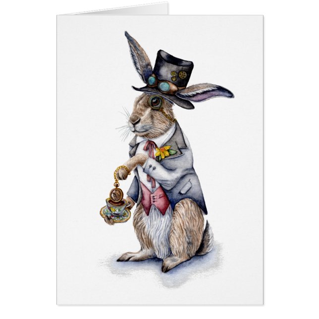 Steampunk March Hare Hälsningskort (Framsidan)