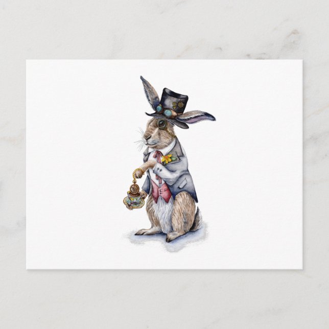 Steampunk March Hare Vykort (Framsida)