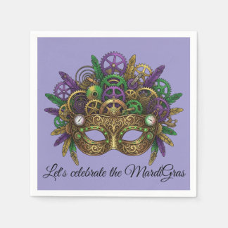 Steampunk Mardi Gras-mask fuchsia lavendel Pappersservett