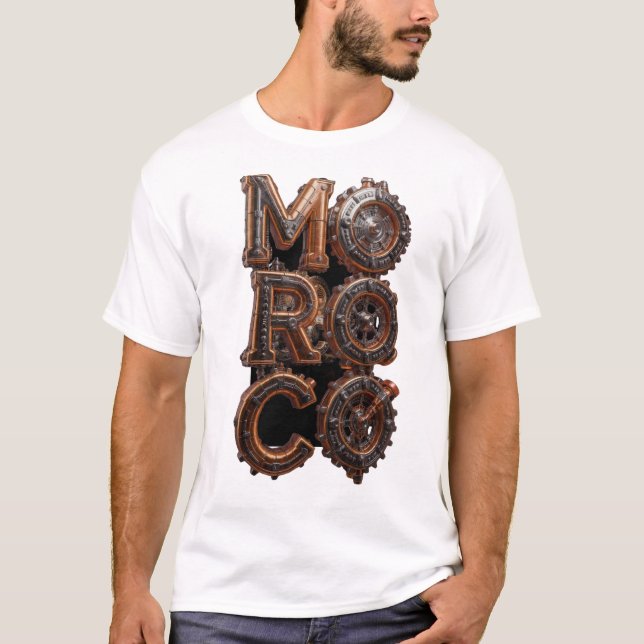 Steampunk Marocko Industriell Växelsats Typografi  T Shirt (Framsida)