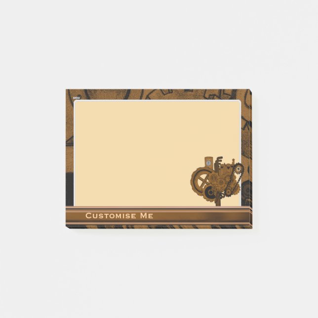 Steampunk-maskiner (koppar) post-it block (Framsida)