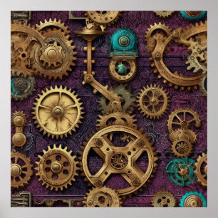 Steampunk Maskiner Poster