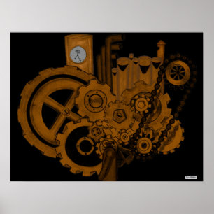 Steampunk maskineri (förkoppra), poster