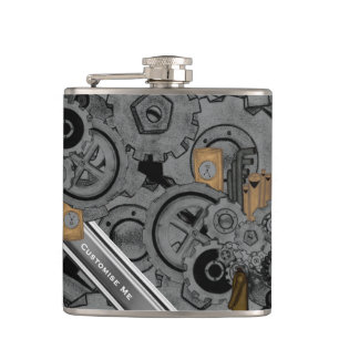 Steampunk maskineri (full färg) fickplunta