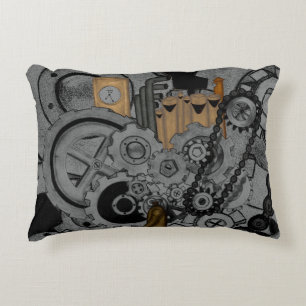 Steampunk maskineri (full färg) prydnadskudde