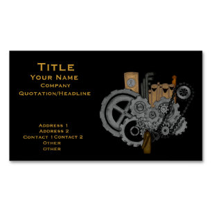 Steampunk maskineri (full färg) visitkortmagnet