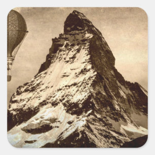 Steampunk Matterhorn Scene Fyrkantigt Klistermärke