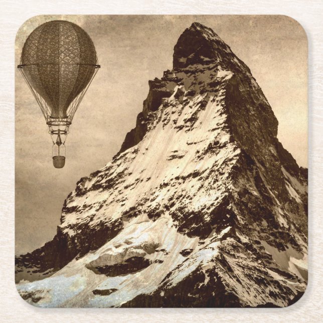 Steampunk Matterhorn Underlägg Papper Kvadrat (Framsidan)