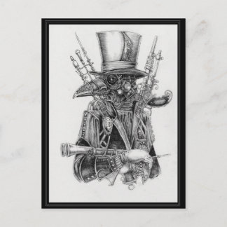 Steampunk Mecha Kråka Vykort