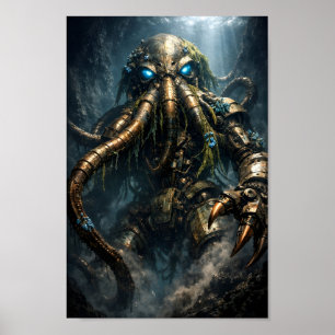 Steampunk Mecha Kraken Djuphavskonst Poster