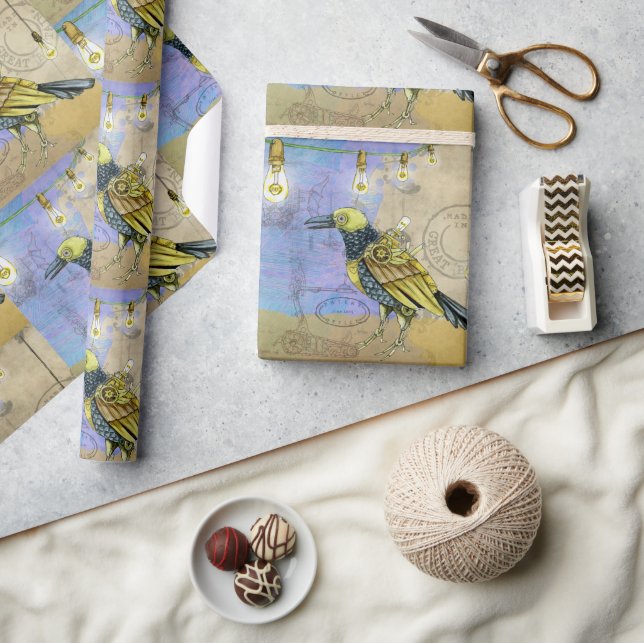 Steampunk Mechanical Bird Engineering Birthday Presentpapper (Hantverk)