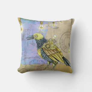 Steampunk Mechanical Bird Engineering Fars dag Kudde
