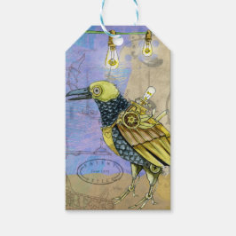 Steampunk Mechanical Bird Engineering Fars dag Presentetikett