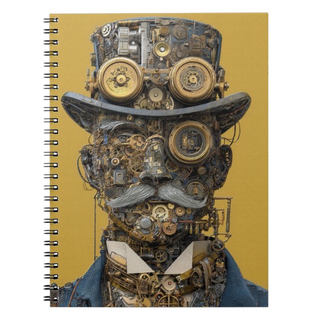 Steampunk Mechanical Gentleman Anteckningsbok (Framsidan)