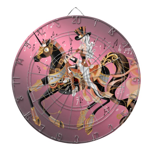 Steampunk Mechanical Horse & Dam Dartboard Darttavla (Framsidan)