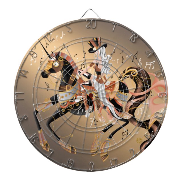 Steampunk Mechanical Horse & Dam Dartboard Darttavla (Framsidan)