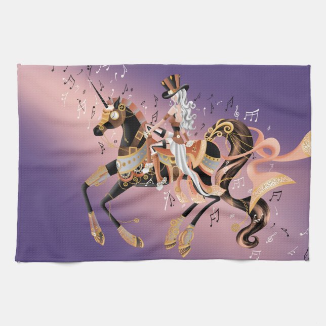 Steampunk Mechanical Horse & Dam Tea Towels Kökshandduk (Horisontell)