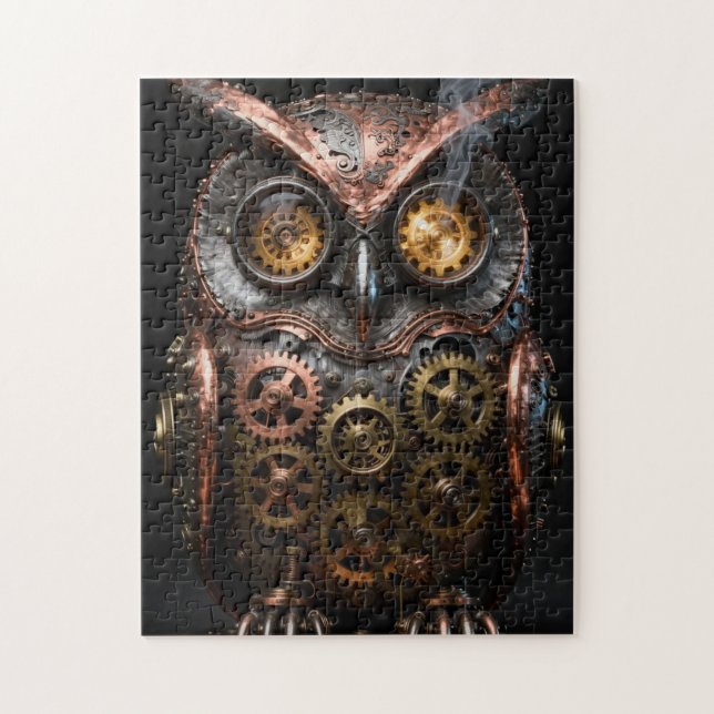 Steampunk Mechanical Owl Portrait Jigsaw Puzzle Pussel (Vertikal)
