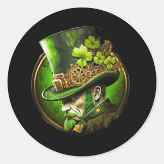 Steampunk Mechanical Top hat St. Patrick's Day Man Runt Klistermärke