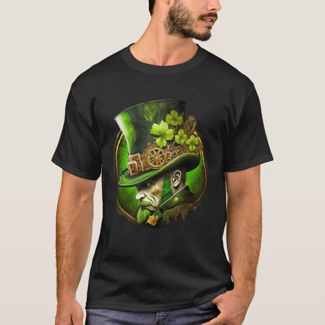 Steampunk Mechanical Top hat St. Patrick's Day Man T Shirt (Framsida)