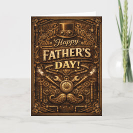 Steampunk Mechanical Vintage Fathers Day Helgkort