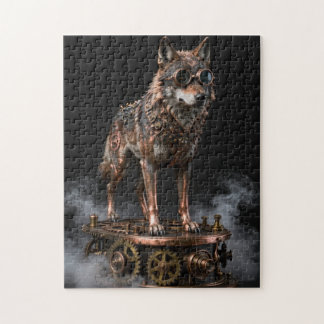 Steampunk Mechanical Wolf on Gears Jigsaw Puzzle Pussel