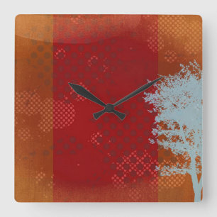 Steampunk med Abstrakt Träd Square Wall Clock Fyrkantig Klocka
