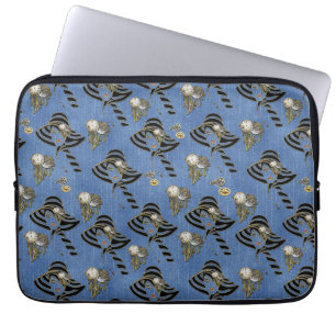 Steampunk med Dam Hats på Blue Denim Laptop Fodral
