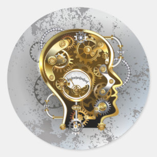 Steampunk med manometer runt klistermärke