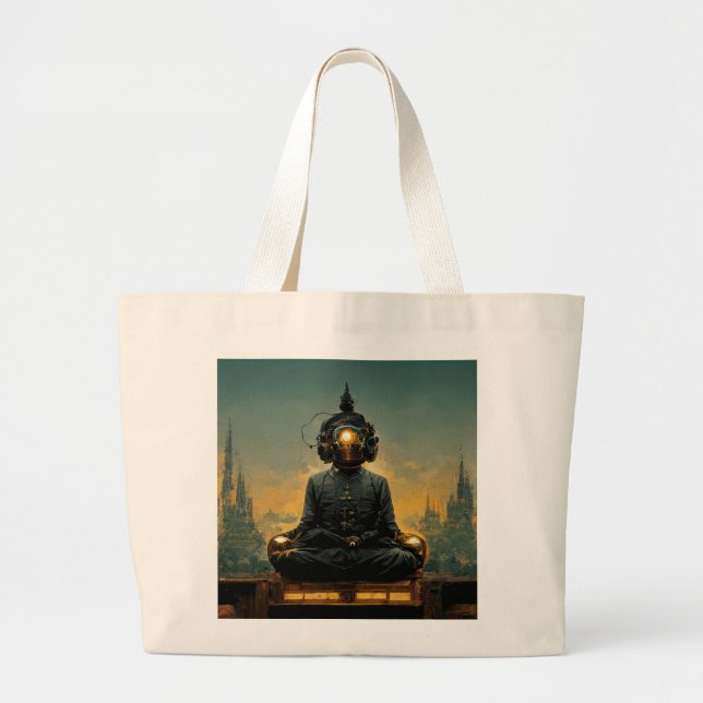 Steampunk Meditating Buddha Jumbo Tygkasse (Framsidan)