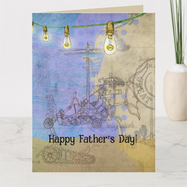 Steampunk Mekanisk Edison Light Bulb Architect Kort (Framsida)