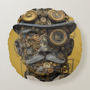 Steampunk Mekanisk Herr Rund Kudde