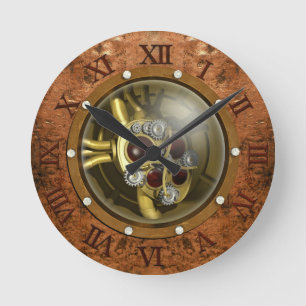 Steampunk mekanisk hjärta rund klocka