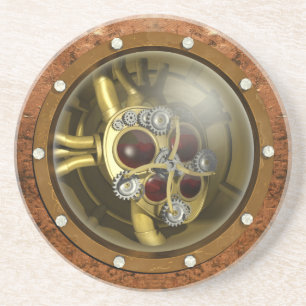 Steampunk mekanisk hjärta underlägg sandsten