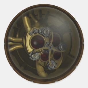 Steampunk Mekanisk hjärtförslutning Runt Klistermärke