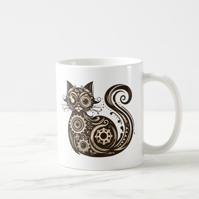 Steampunk Mekanisk katt Kaffemugg (Höger)